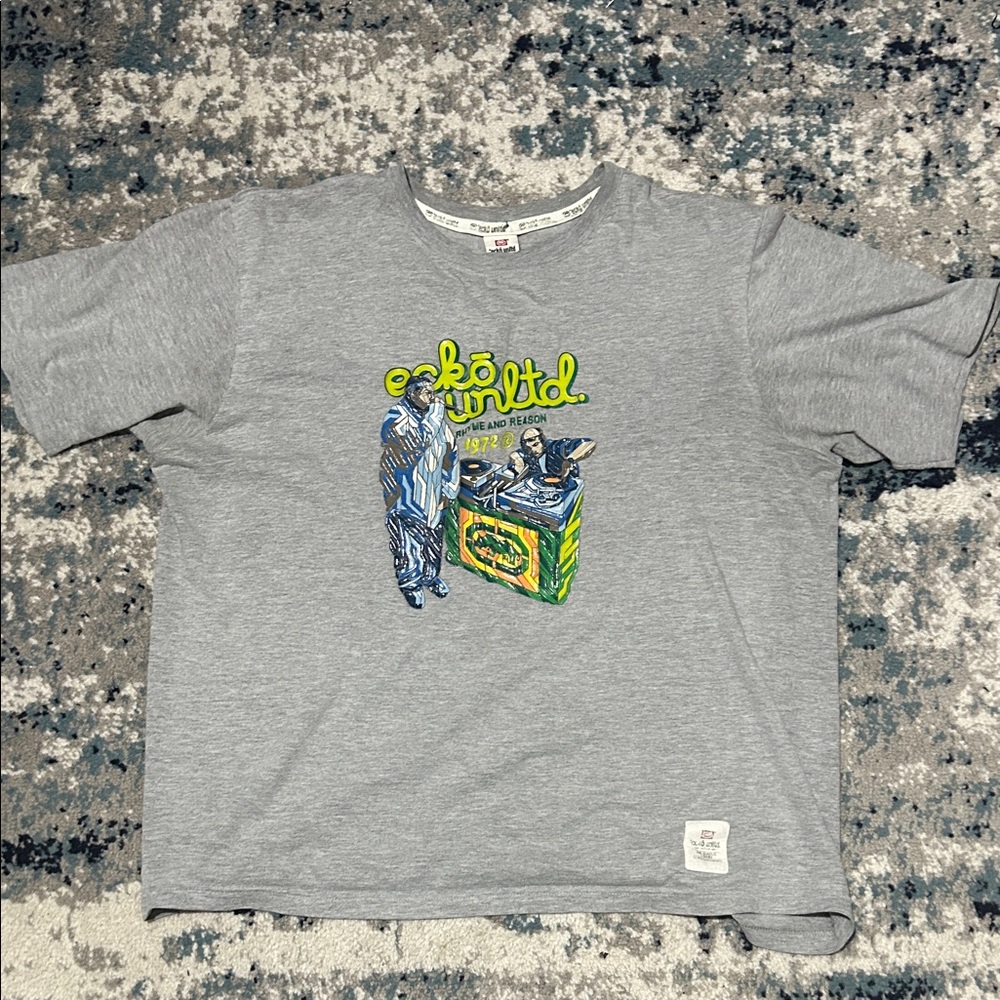 Ecko Unlimited Gray Tee with Neon Green Graphic